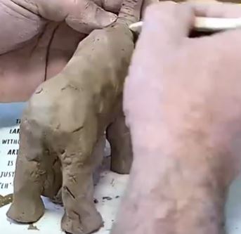 Elephant from natural ceramic clay