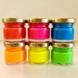 A set of glowing acrylic paints